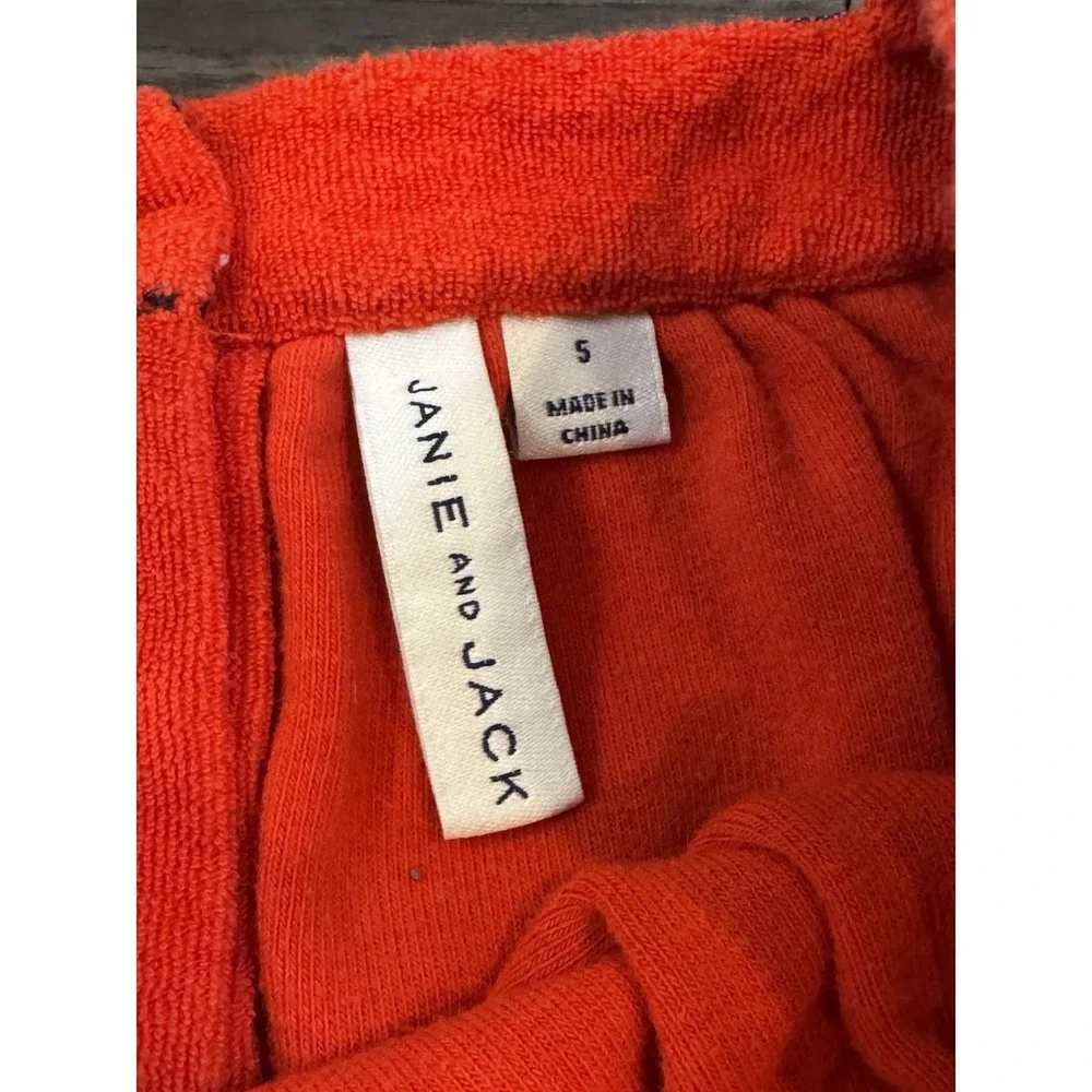 Janie and Jack Girls Dress Size 5 Red Terry Cloth Drop Waist Ruffle Swim Coverup